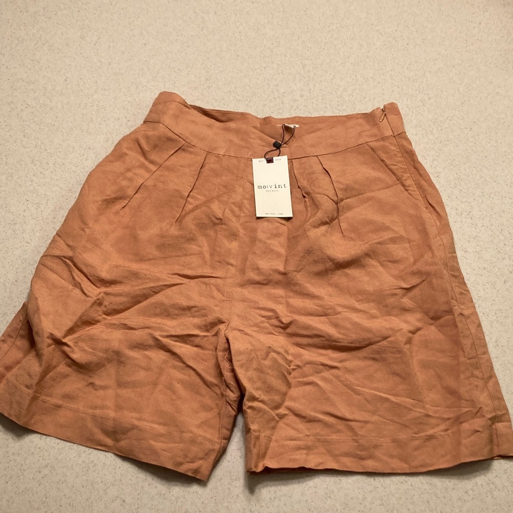 mo:vint Casual Orange-Brown Shorts Women Size Medium 100% Ramie
